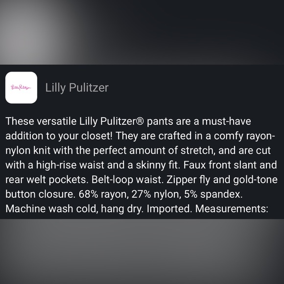 NWT Lilly Pulitzer Kelly High Rise Skinny Pant True Navy Size 8 #005166 - Picture 3 of 6